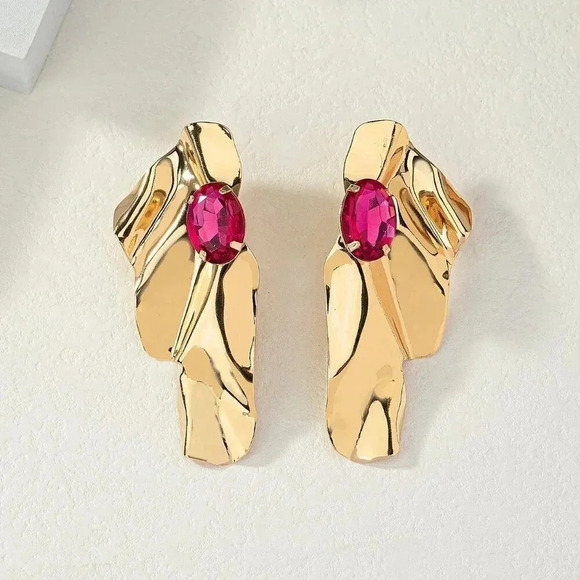 Multicolor Women's Exaggerated Sea Wave Shape Luxurious Earrings - Picture 3 of 6